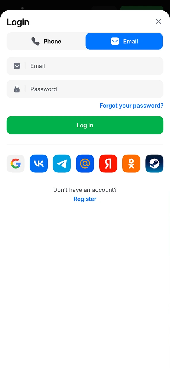 Open the 1Win app and log in on Android.