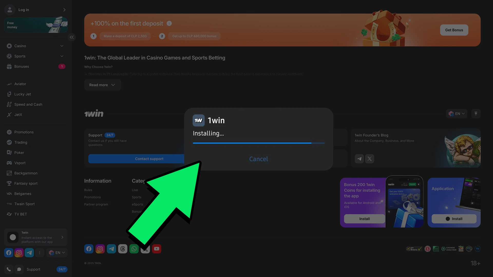 Install the 1Win app for PC and start gaming.