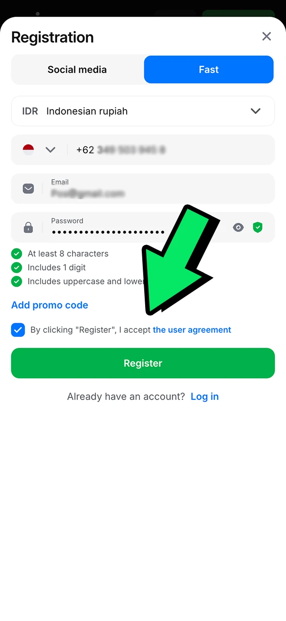 Enter personal information to create your 1Win profile.