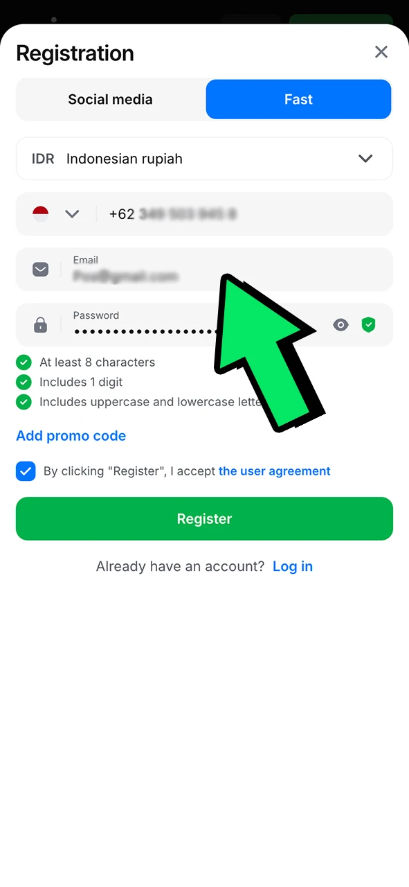 Select your preferred currency for 1Win account.