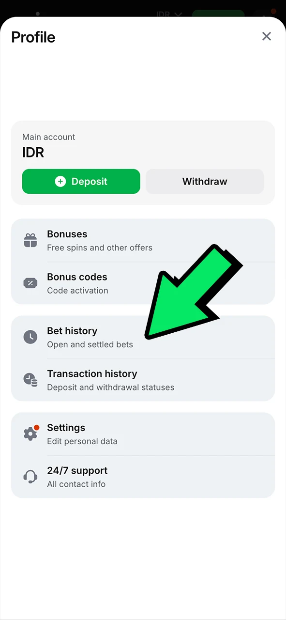 Track your results and winnings at 1Win.