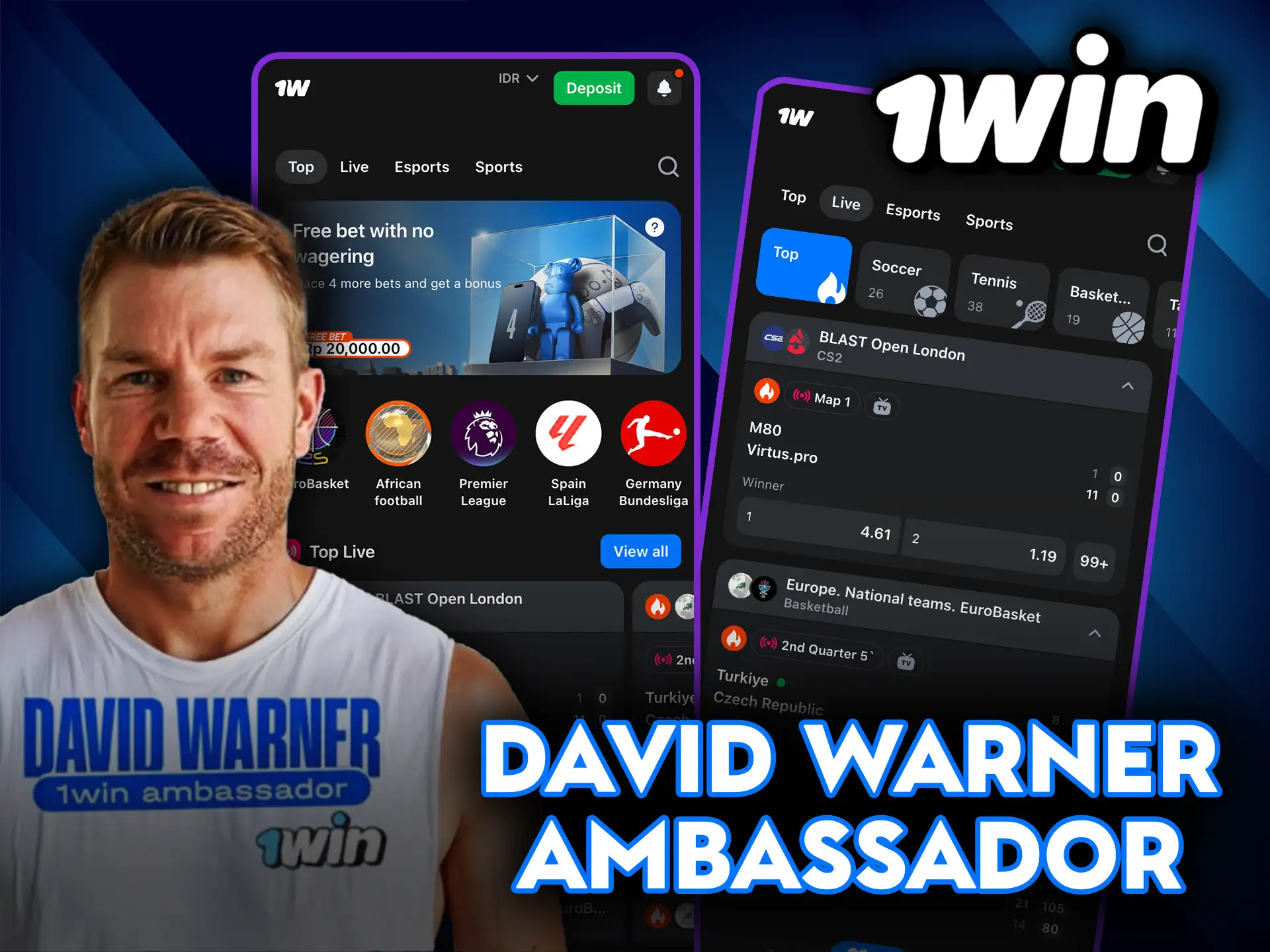 David Warner ambassador of 1Win bringing new opportunities.