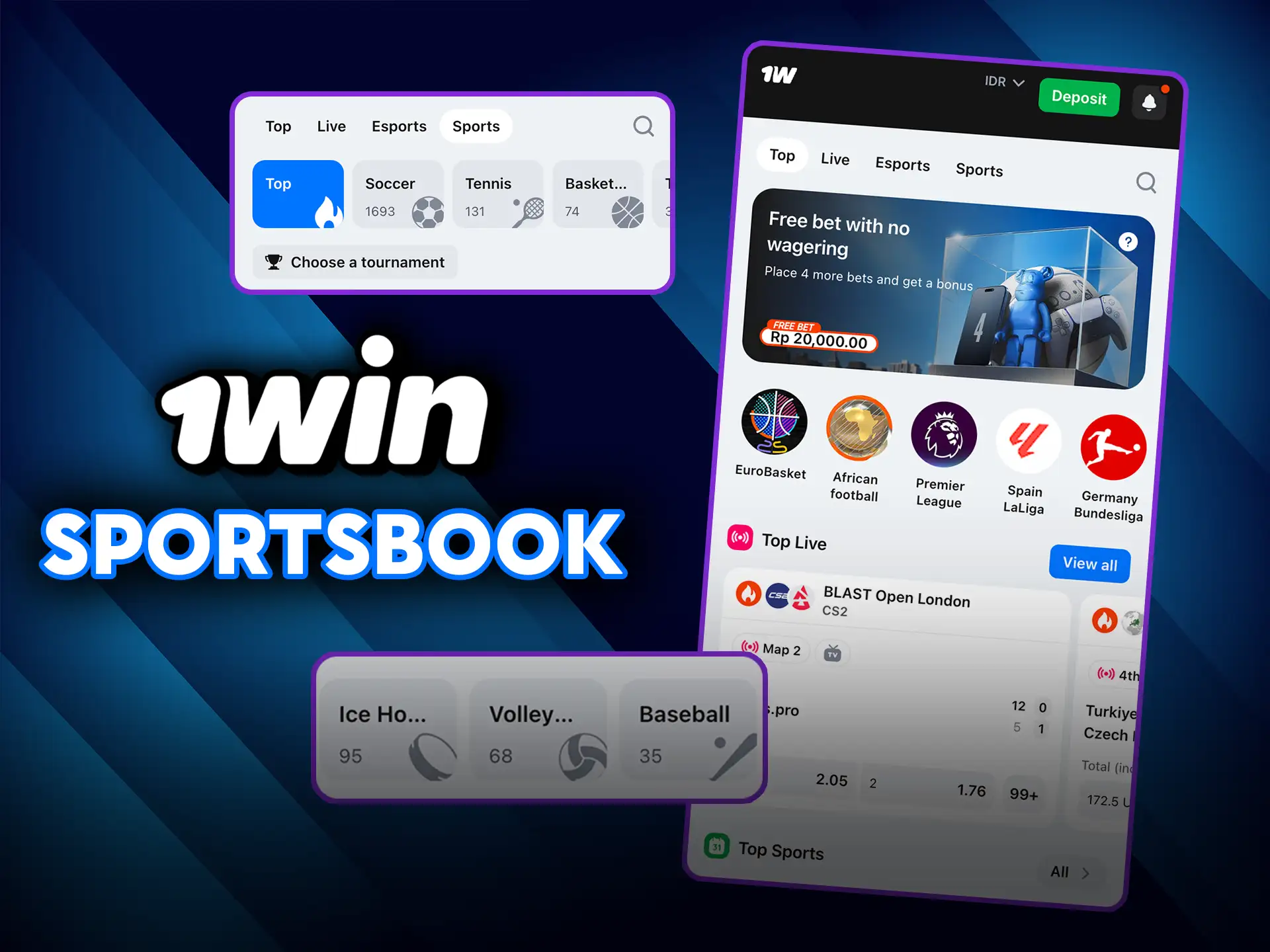 1Win sportsbook with a wide range of sports.