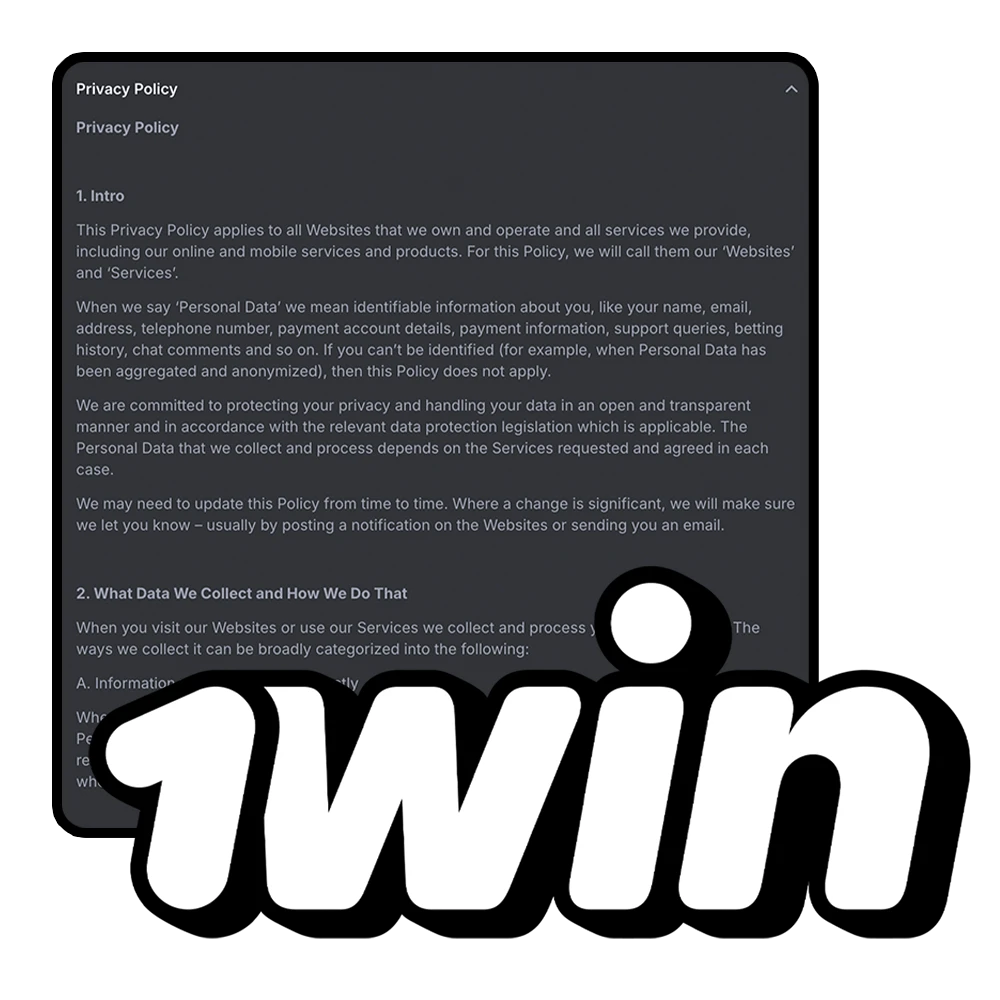 1Win privacy policy for secure data protection.