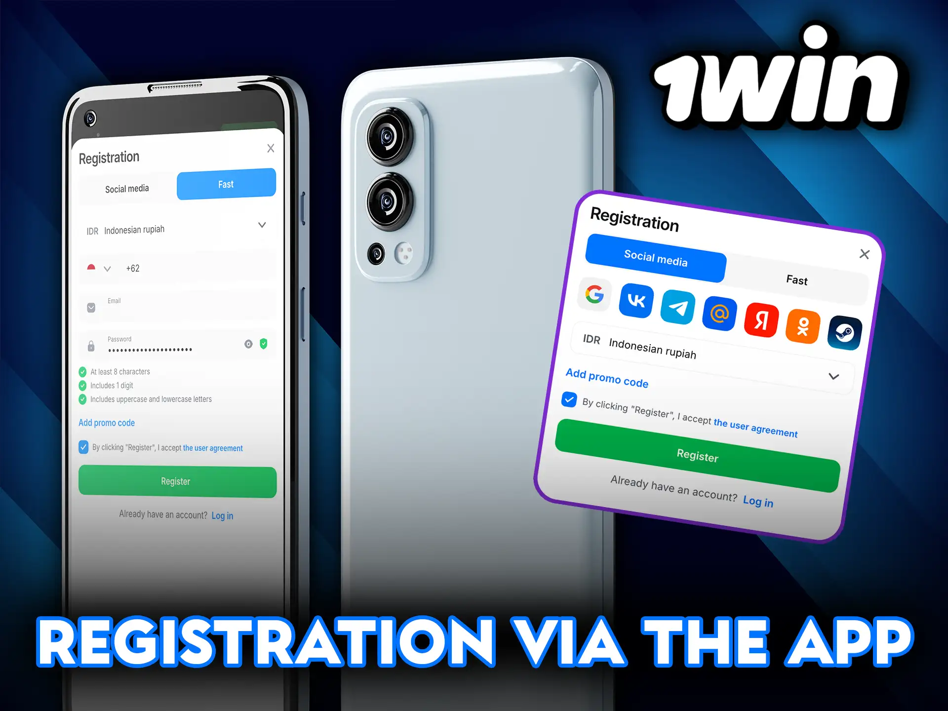 Registration via the 1Win app in just a few steps.