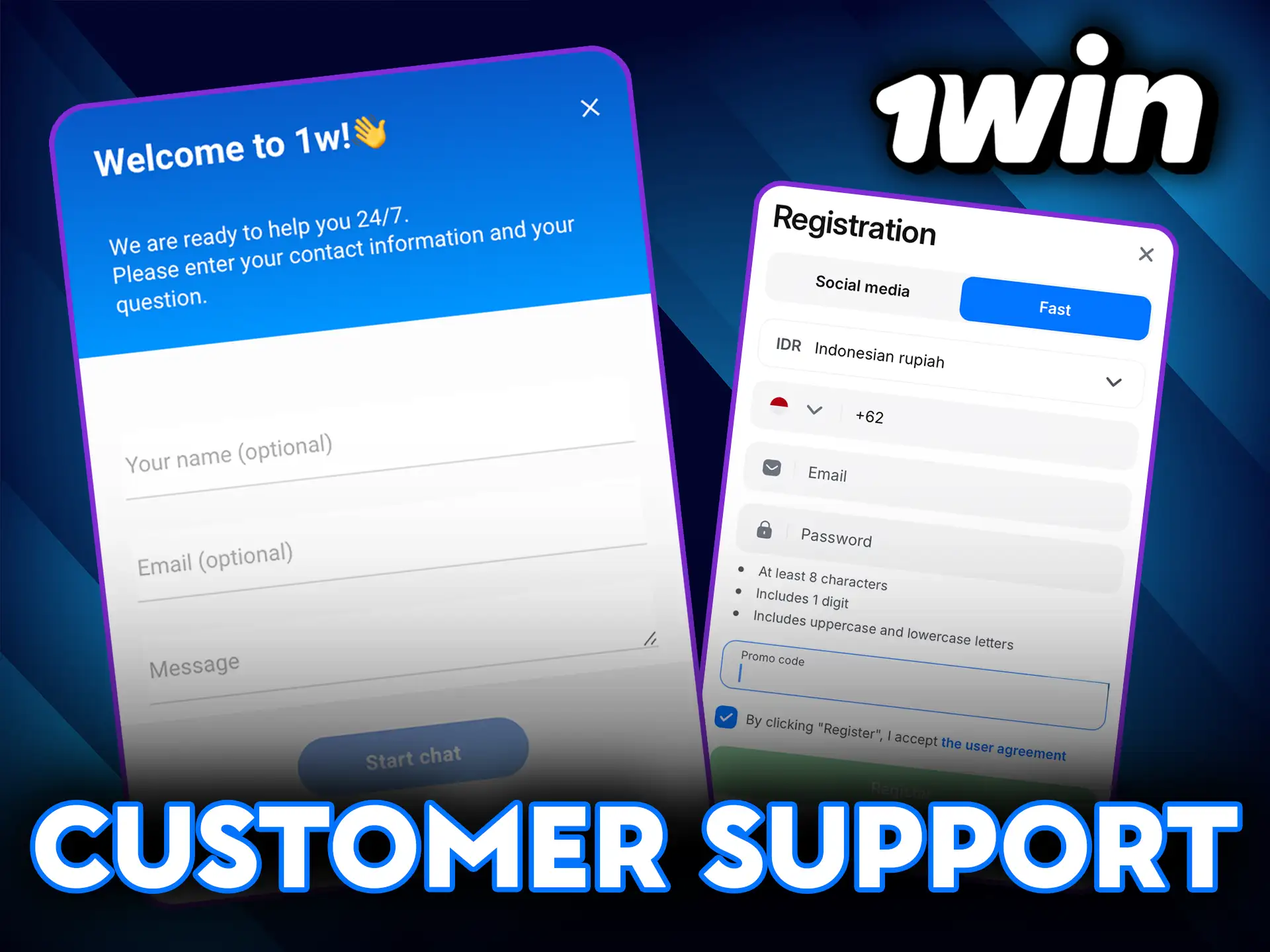 Customer support ready to help at 1Win.