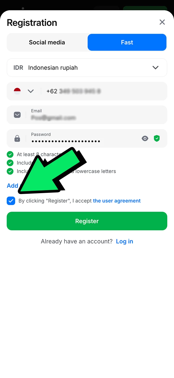 Agree to terms and conditions and join 1Win today.