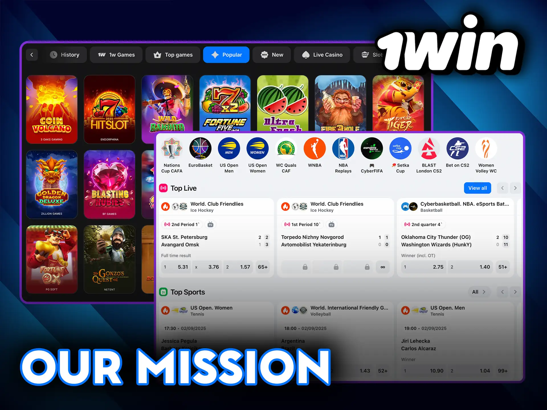 Our mission at 1Win to give the best gaming experience.