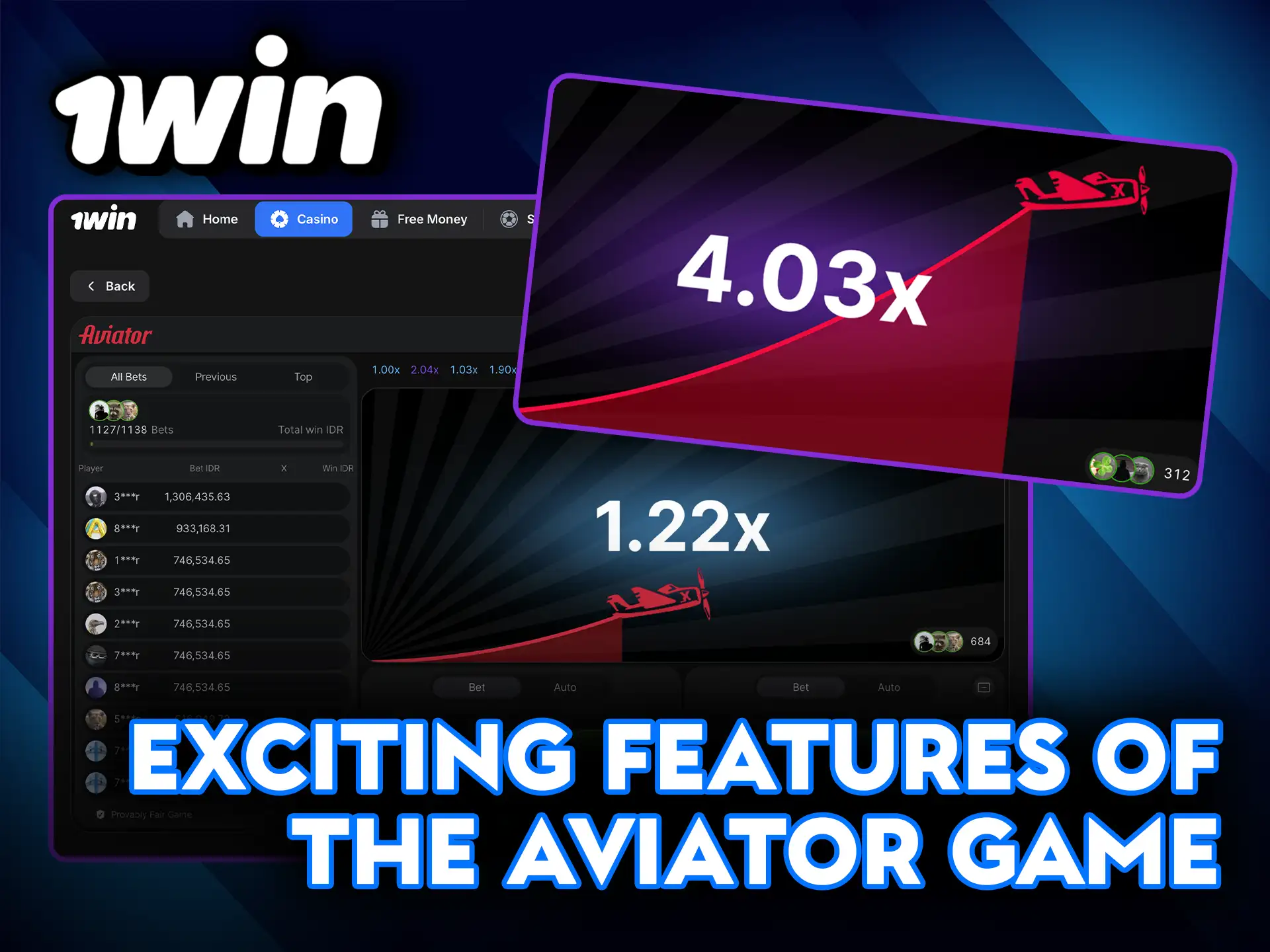Exciting features of the 1Win Aviator game.