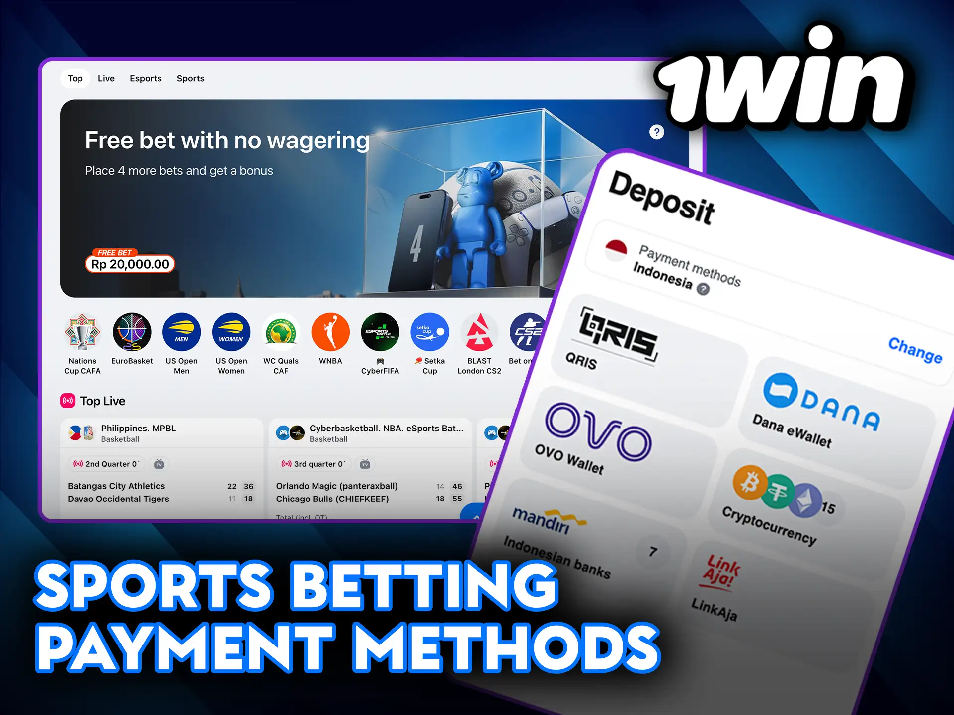 Secure sports betting payment methods at 1Win.