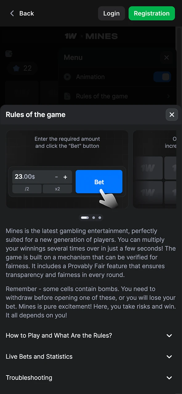 Understand the Mines Game rules and learn how to win big at 1Win.
