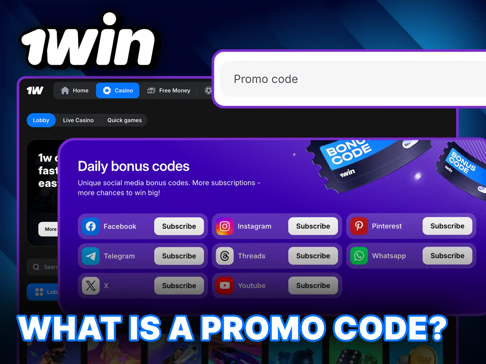 Learn what is a Promo Code and use it to claim exclusive bonuses from 1Win.