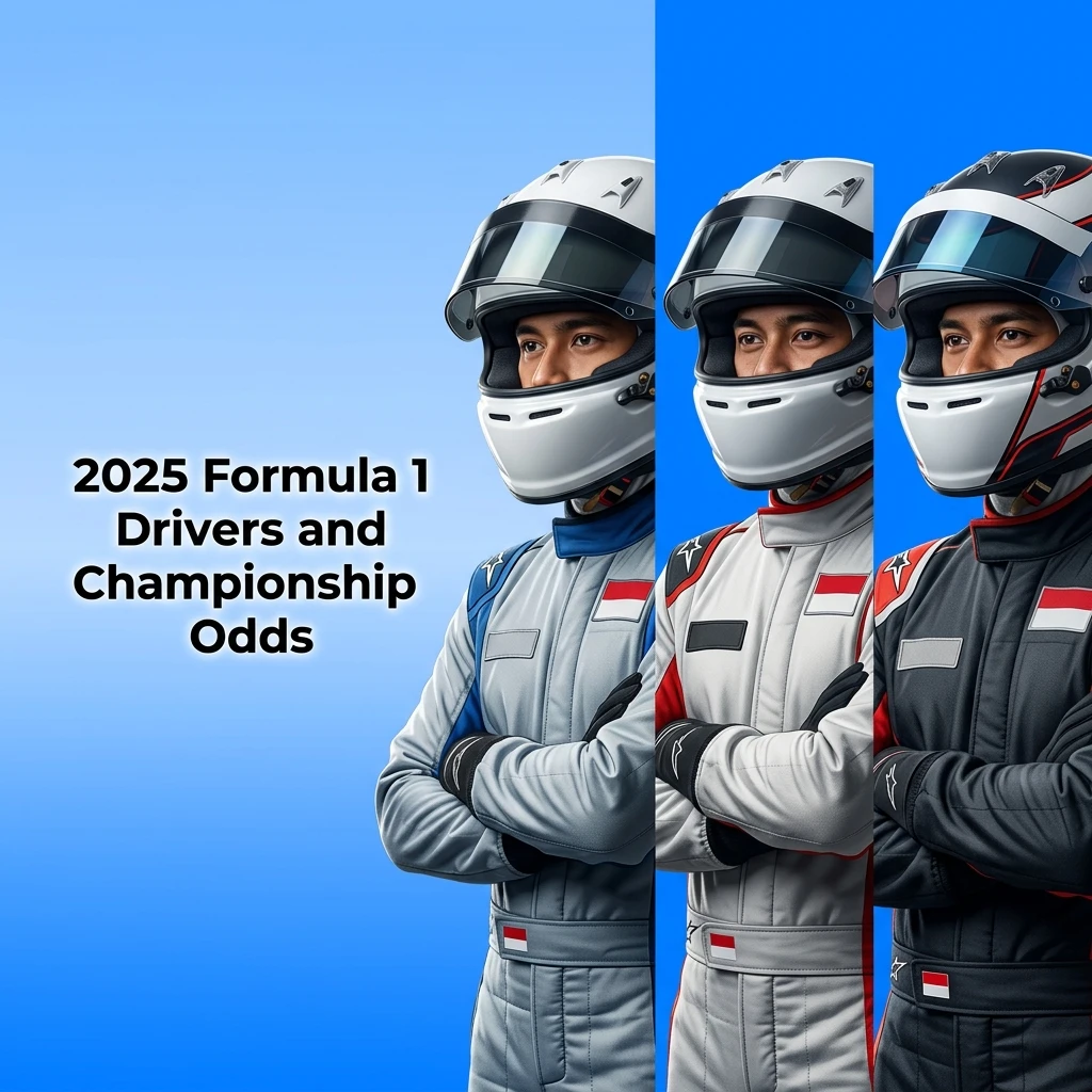 2025 F1 driver lineup table with championship betting odds for all ten teams including Red Bull, Ferrari, and McLaren