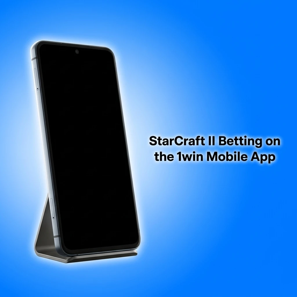 StarCraft II betting on 1win mobile app showing esports section with live match options and bet placement steps